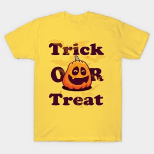 Funny Halloween Gift Trick or treat with scary pumpkin face for men and women T-Shirt